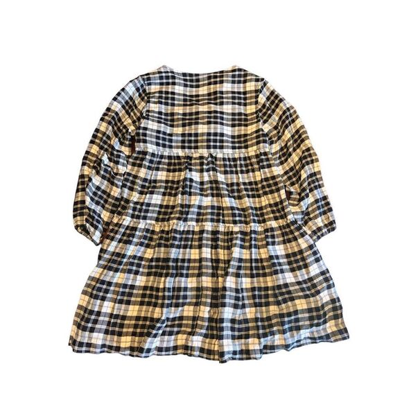 Zara kids size 8 tartan plaid black white wrap dress fall winter - Picture 2 of 3